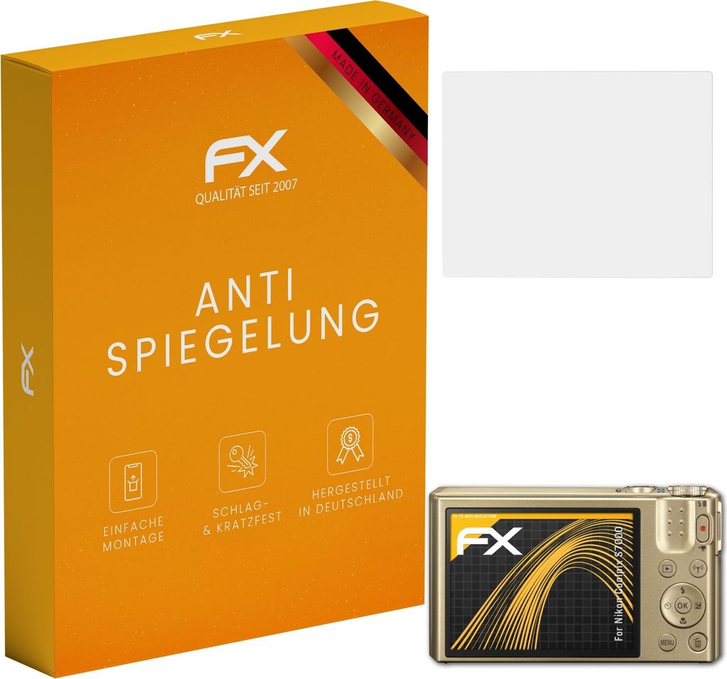 atFoliX FX-Antireflex 3x Schutzfolie kompatibel mit Nikon Coolpix S7000 Displayfolie