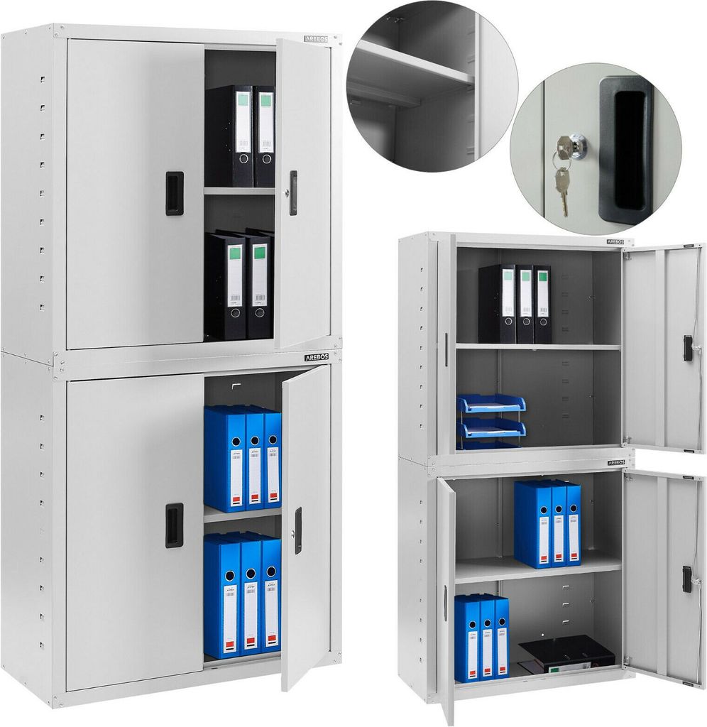 AREBOS Aktenschrank 180x90x40 cm Büroschrank Lagerschrank Produktbild 