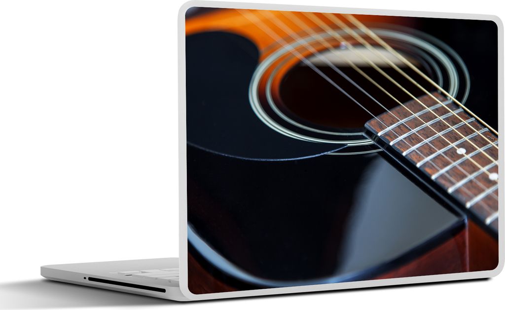 MuchoWow Laptop Aufkleber Sticker Cover Schöne schwarze und braune Akustikgitarre 40x30 cm - Laptop Dekoration - Selbstklebend