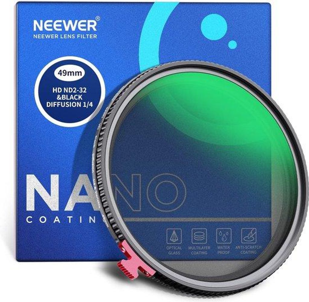 49 mm Schwerkraftfilter Schwarz mit ND-Filter, Variabler ND-Filter, Zweifach, HD-Filter zum Neutralisieren von Reflexionen, Feuchtigkeitsabweisende...