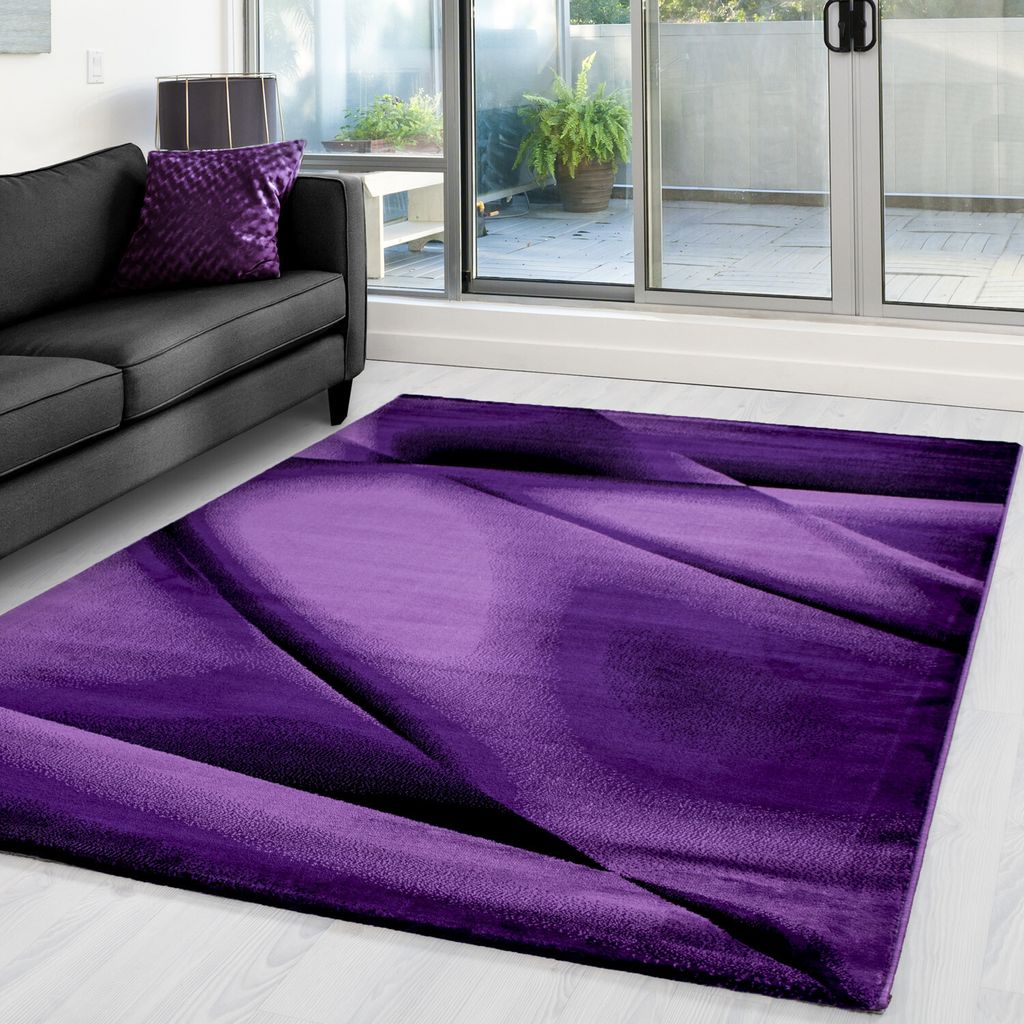 Teppich Kurzflor Abstrakt Elegant Waschbar Strapazierfähig | Violett 80x150 cm Esszimmer Schadstoff Saugroboter | ASPEN – Kadima Design
