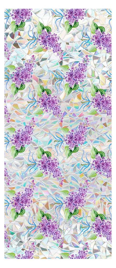 Fensterfolie mit Blumenmotiv, Lotus- und Prunkwindenmuster, abnehmbarer, dekorativer Aufkleber mit statischer Aufladung, UV-Schutz, Sichtschutz fü...