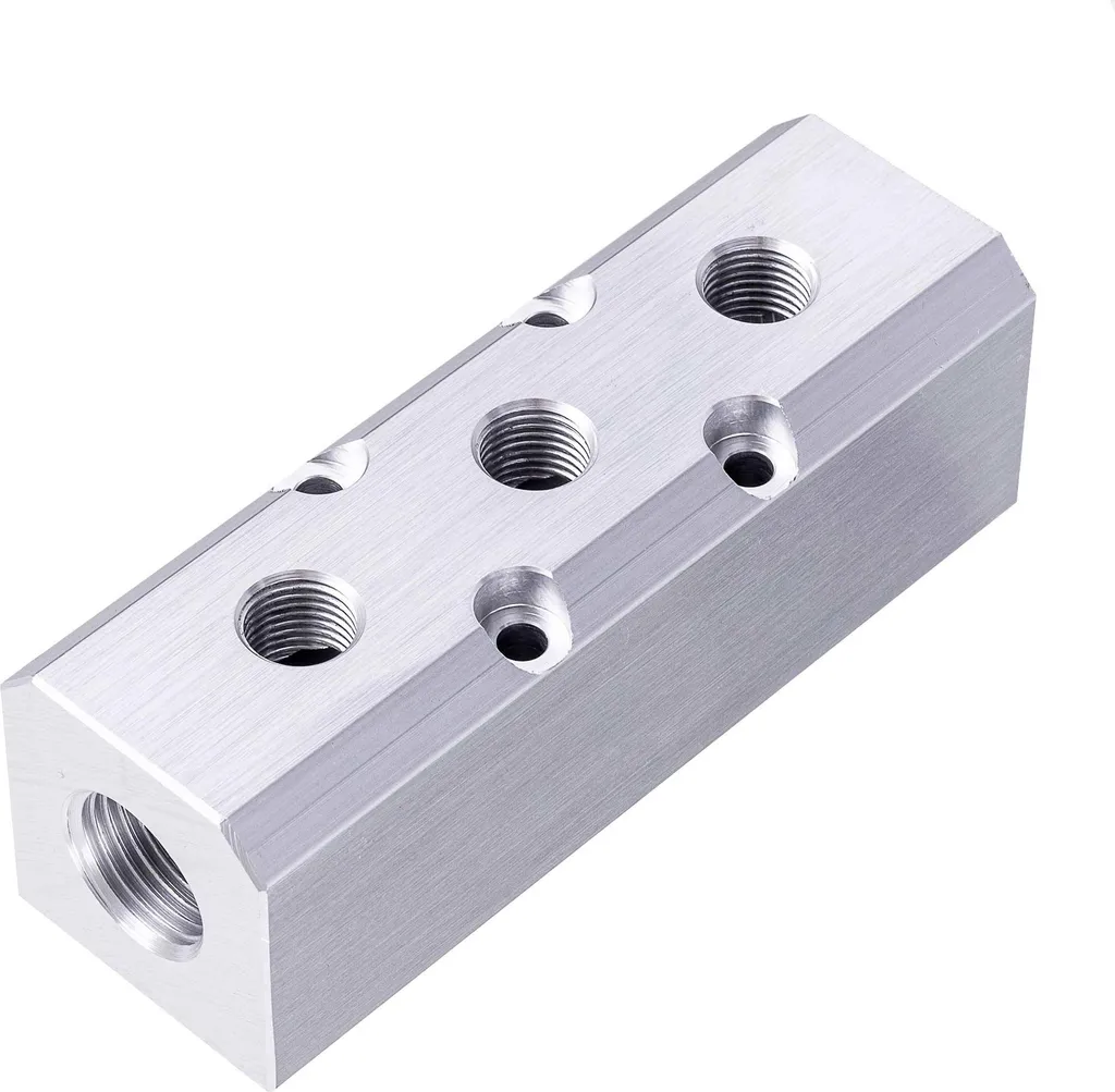 Collecteur d air pneumatique en aluminium avec filetages 1/2 et 1/4