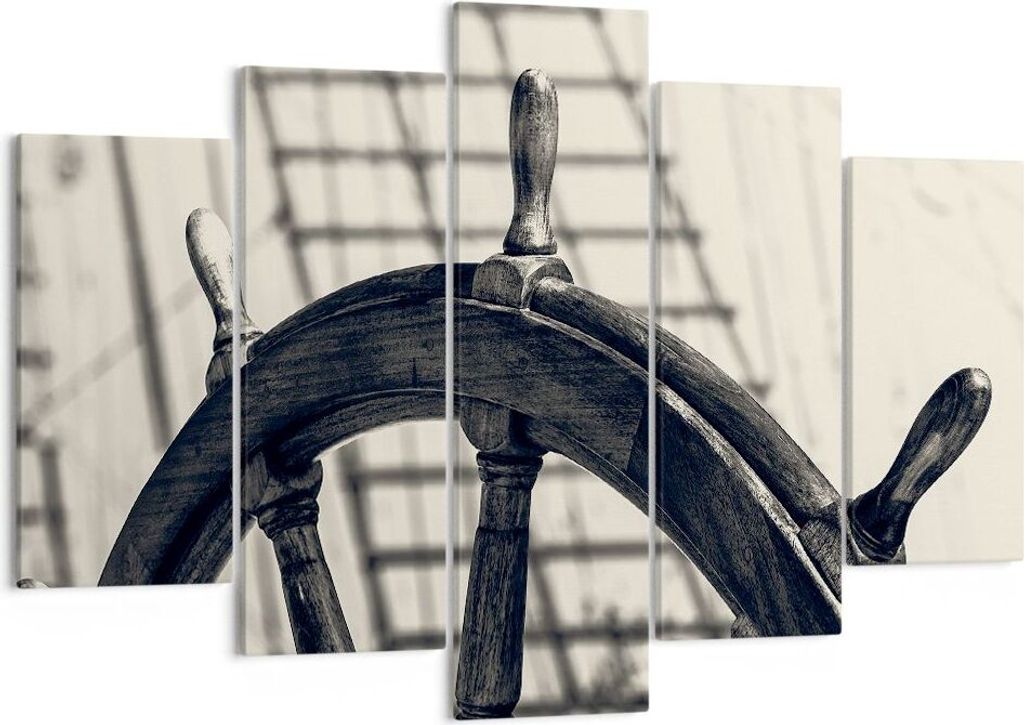 Bild auf Leinwand - Leinwandbild - Rad Boot Schiff Reise - 150x100cm - Wand Bild - Wanddeko - Leinwanddruck - Bilder - Kunstdruck - Wanddekoration ...