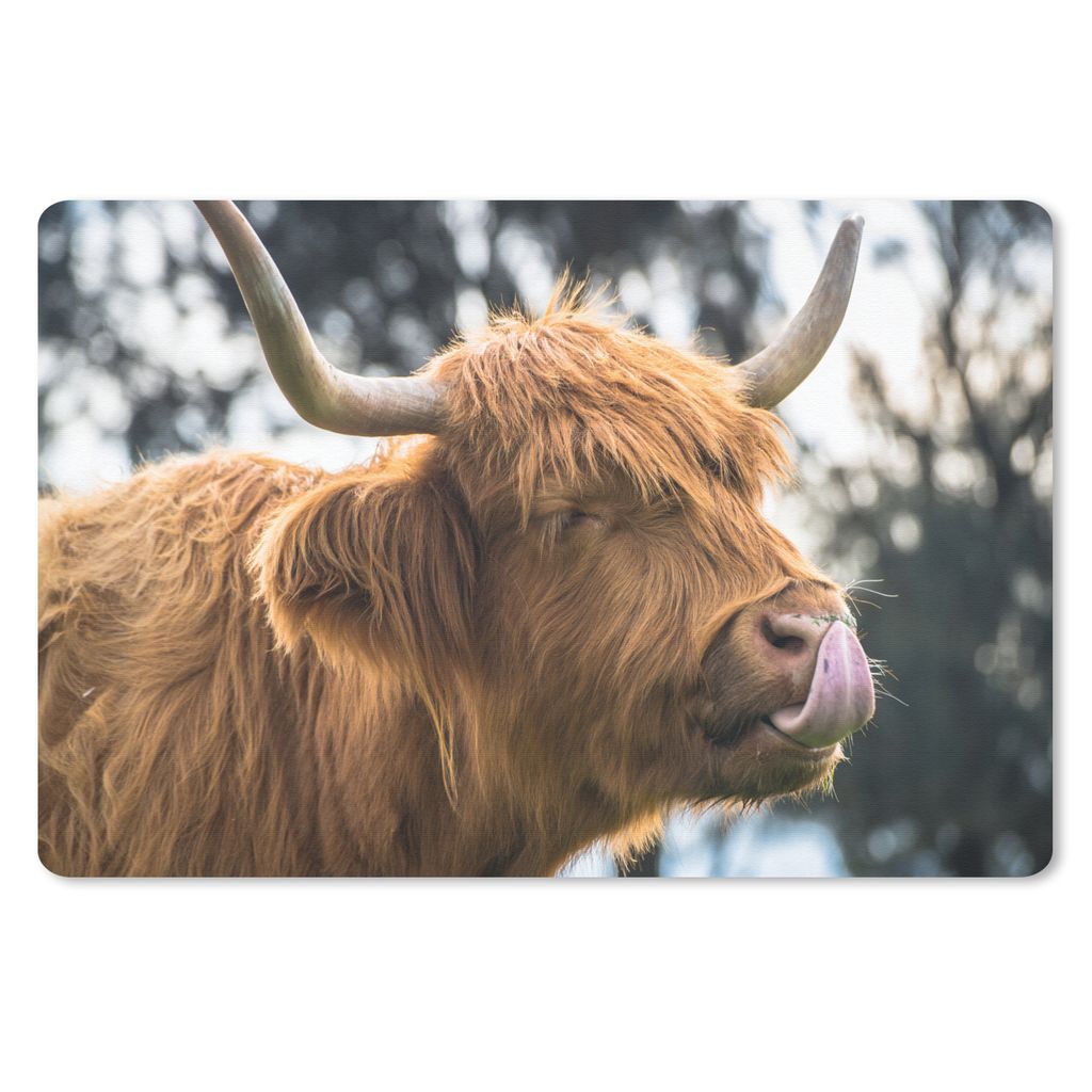MuchoWow Mauspad Mousepad Schottischer Highlander - Nase - Baum 27x18 cm - Mousepads - Maus Mat - Pad - Mausunterlage - Büroartikel - Desk Matten