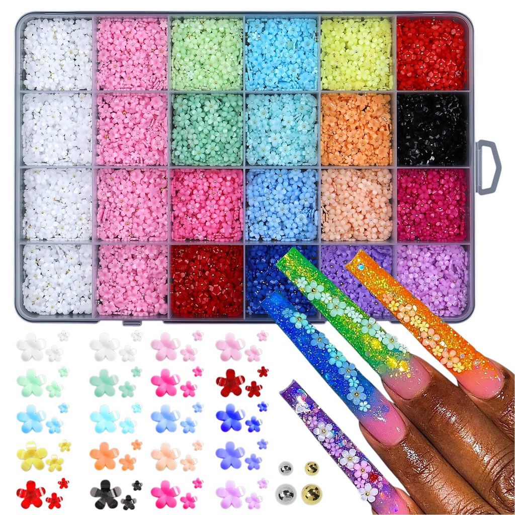 3D Blume Nägel Charms Set, 18 Farben Blume Nail Art Charms Produktbild 