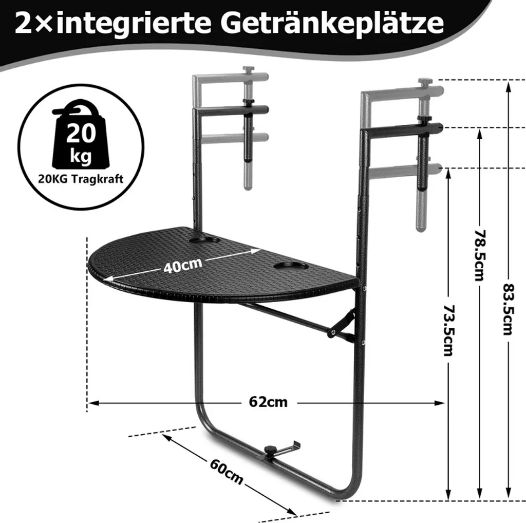 Recensione Tecnica: Tavolo da Balcone SWANEW Semicircolare 60x40