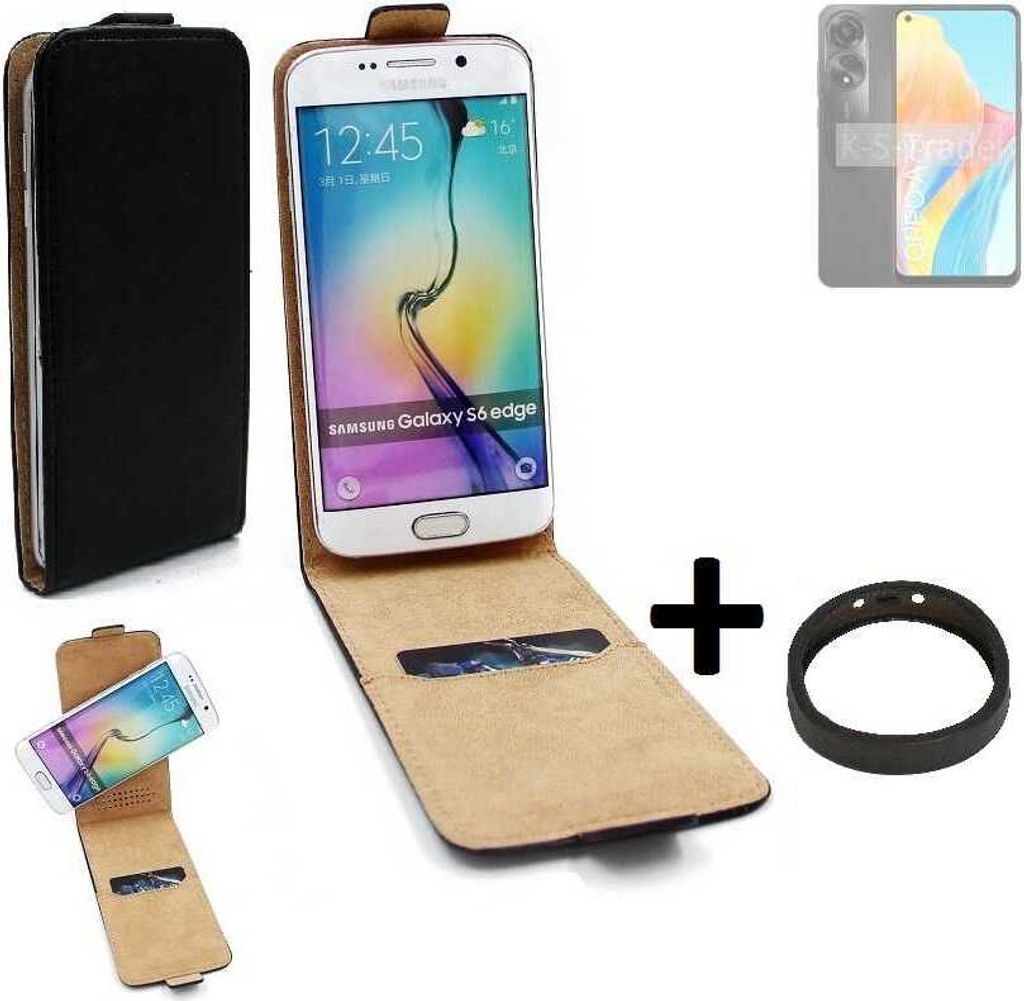 K-S-Trade TOP SET Handyhülle kompatibel mit Oppo A78 4G 360° Flipstyle Schutzhülle Smartphone Tasche schwarz + TPU Bumper, Case Hülle Flip cover