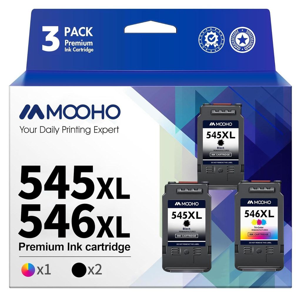 The image shows the packaging of a 3-pack of premium ink cartridges.