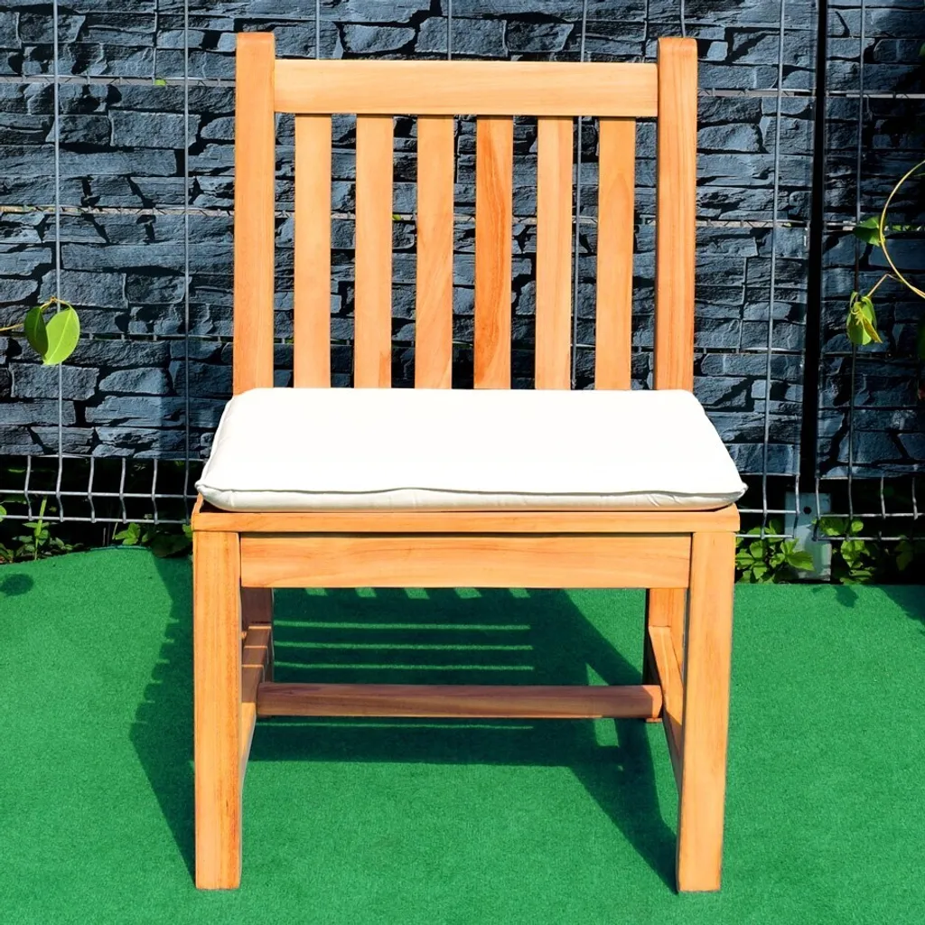 Chaise de jardin en teck massif Piceno avec coussin d'assise confortable