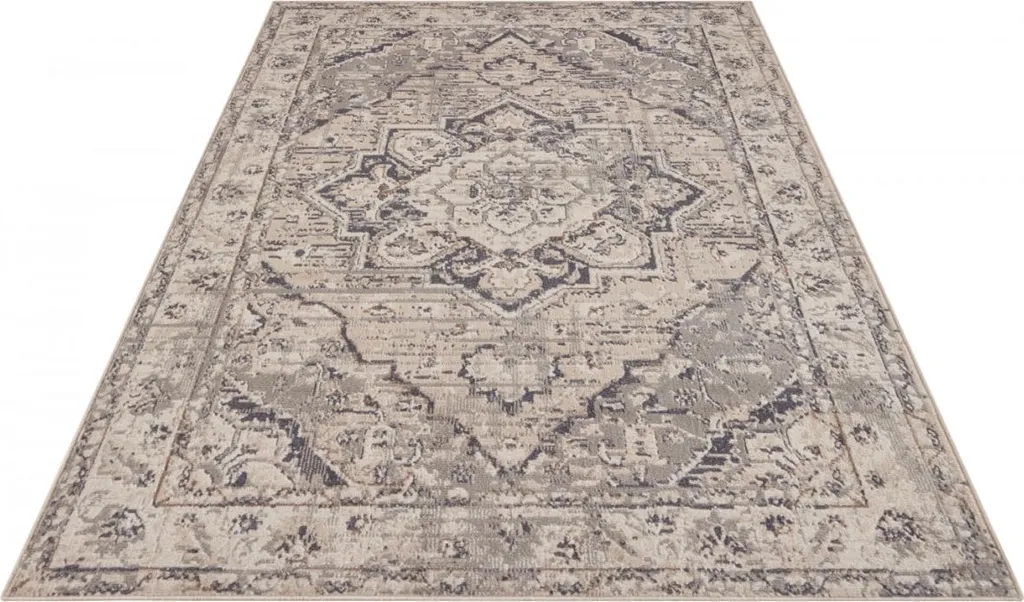 Tapis Moderne Terrain : Résistant et Doux - Design Sable Crème Gris - 6