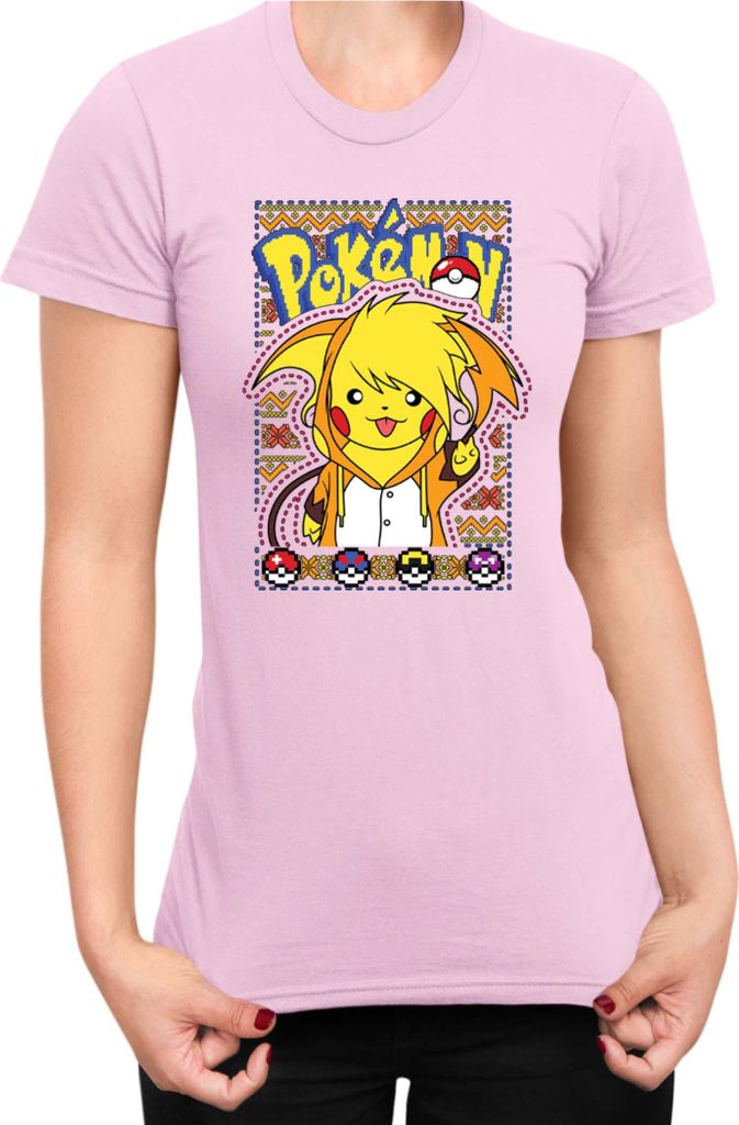 Damen T-Shirt Japan Manga Anime Comics Pokemon 033, Lady M / Hellrosa