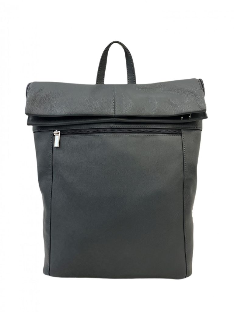 6073 Cinino Lederrucksack Kurierrucksack Dunkel Grau