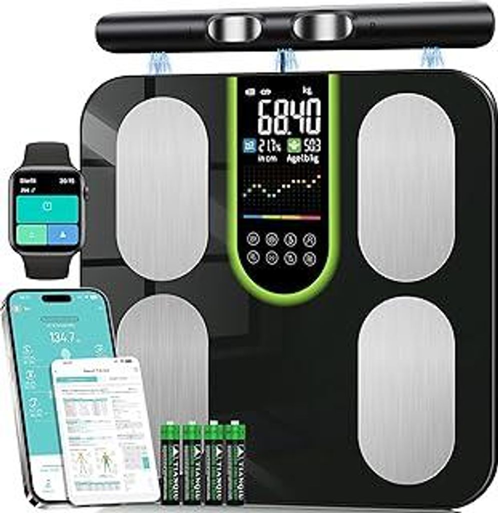Körperfettwaage Personenwaage Digitale mit 58 Körperanalyse,Körperwaage mit Bluetooth App,Großem Display Körperanalysewaage,Smart Waage person...