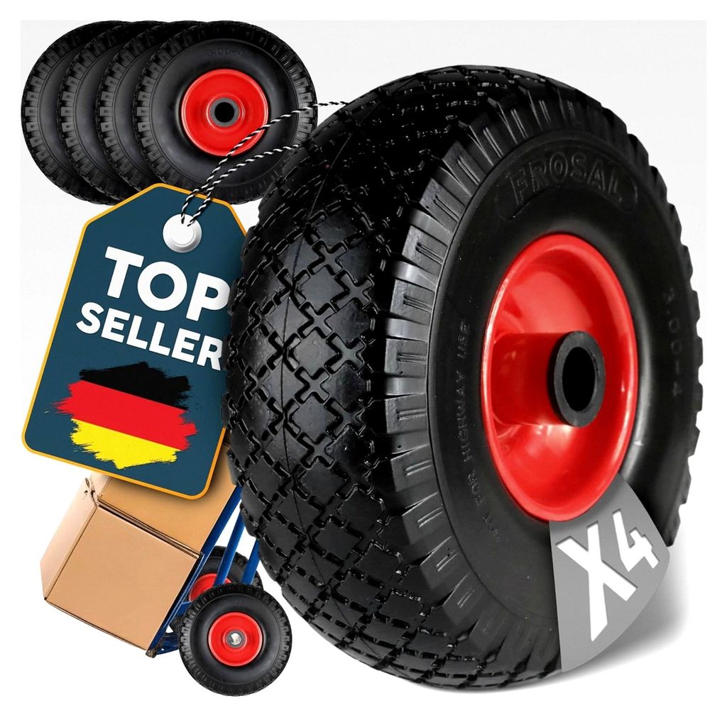 Ersatzrad 260×75 mm – pannensicheres PolyurethanRad mit Stahlfelge – zentrische Nabe Ø25×75 mm – für Bollerwagen, Sackkarre und Transport...