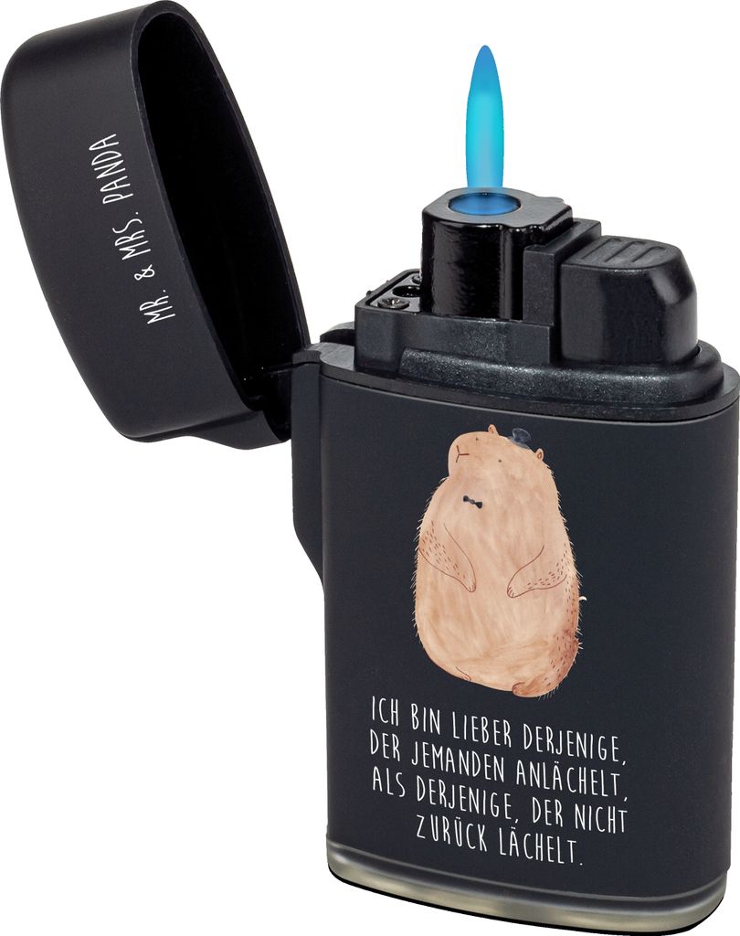 Mr. & Mrs. Panda Feuerzeug Murmeltier - Schwarz - Geschenk, Lustige Sprüche, Freundlichkeit, gasfeuerzeuge, anzünder, zigarettenanzünder, Knigge...