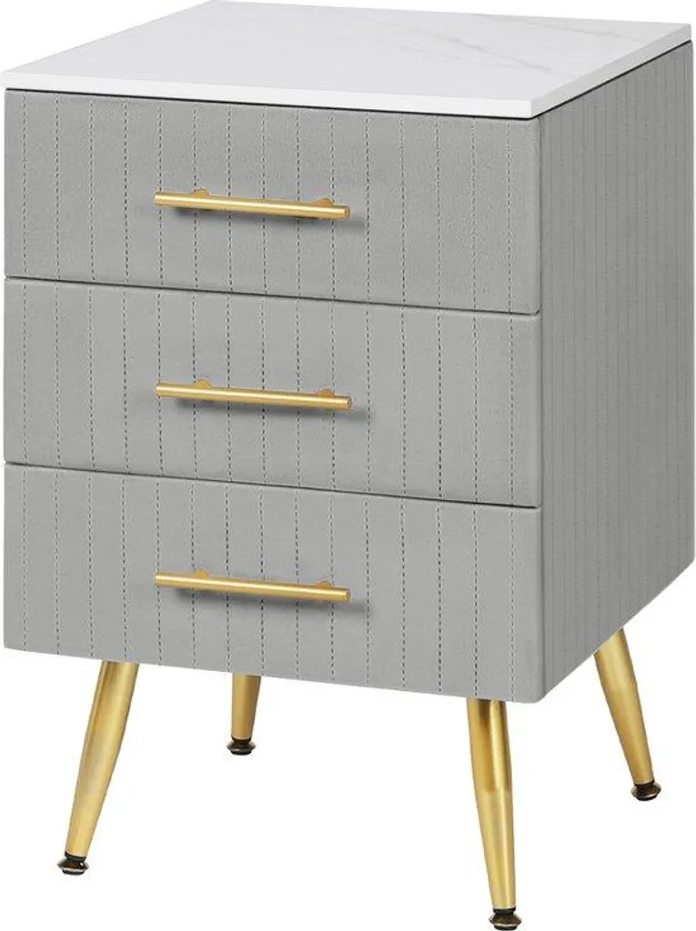 Petit Meuble de Chambre Gris en Bois MDF Stable 60 cm de Hauteur