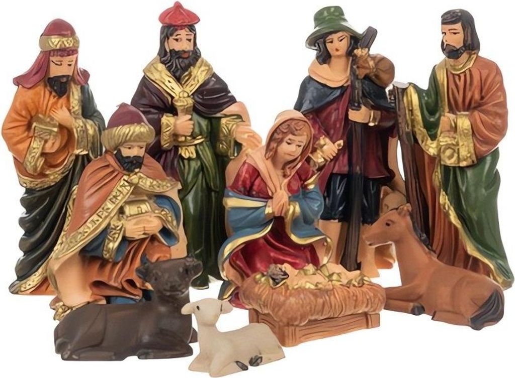 A nativity scene figurine set.