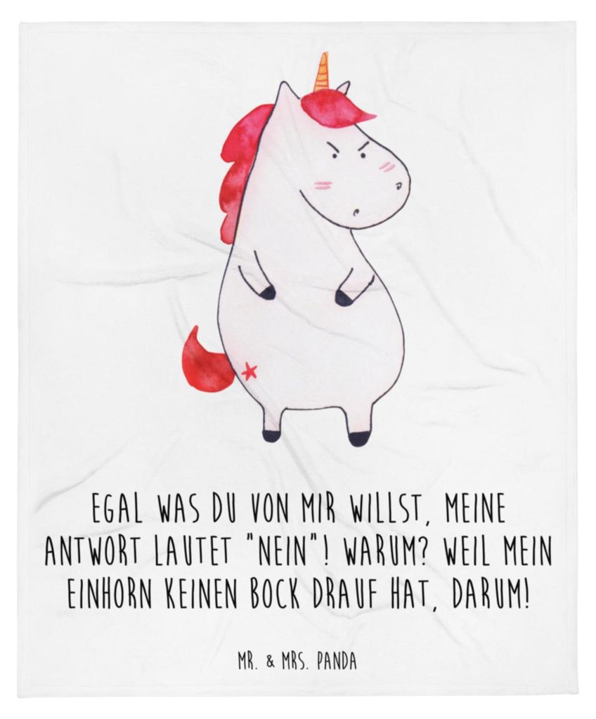Mr. & Mrs. Panda Kuscheldecke Einhorn Wut - Weiß - Geschenk, Bettdecke, Arbeit, Sofadecke, Nein, Bettüberwurf, Spaß, Einhörner, Unicorn, Kunstf...