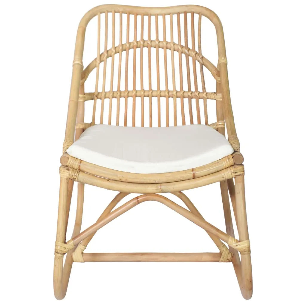Chaise design rotin avec coussin lin 325481 - Confort et Style Rétro