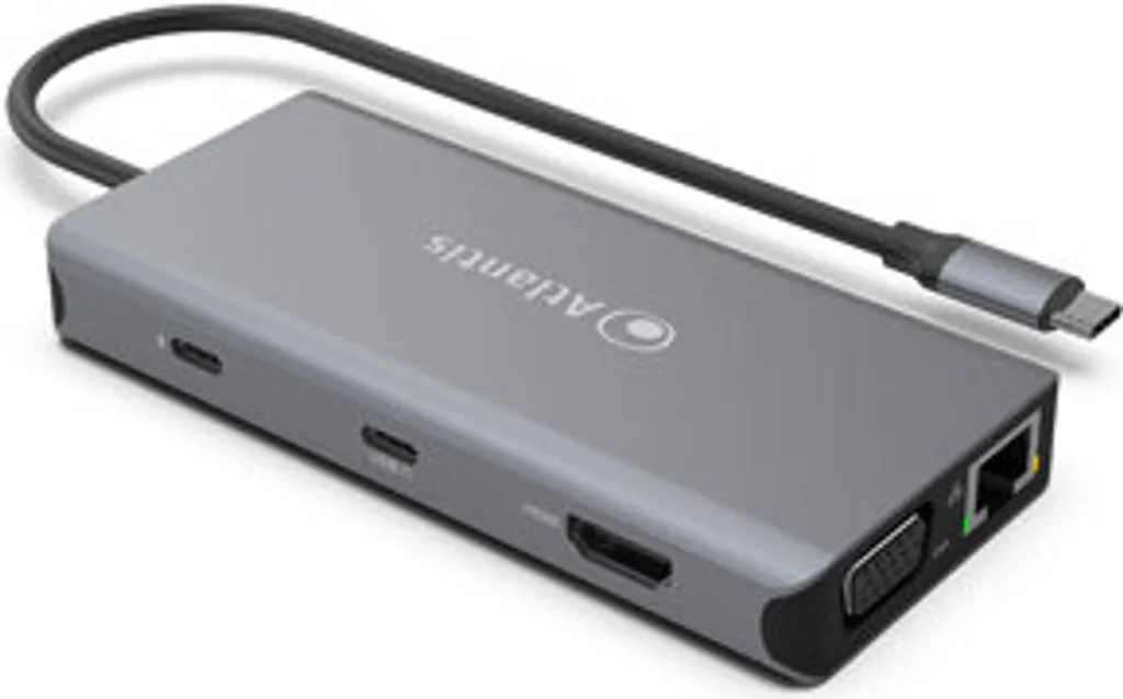 Réplicateur de ports USB-C Atlantis Land Gris pour Ordinateur Portable