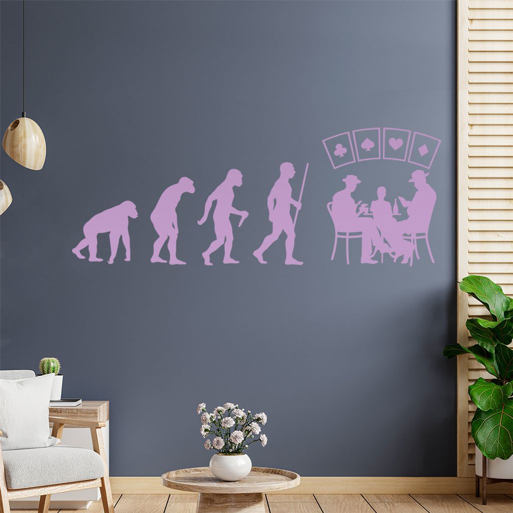Kartenspiel Pokern Evolution Wandtattoo Wandaufkleber Wall Sticker - Dekoration, Küche, Wohnzimmer, Schlafzimmer, Badezimmer