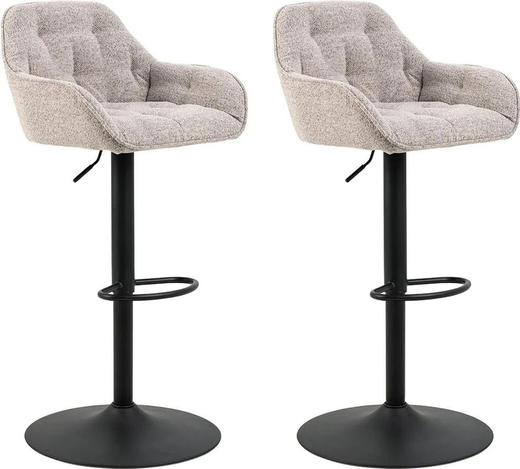 Lot de 2 Tabourets de Bar Beige Dione en Tissu Bouclé Doux pour Îlot