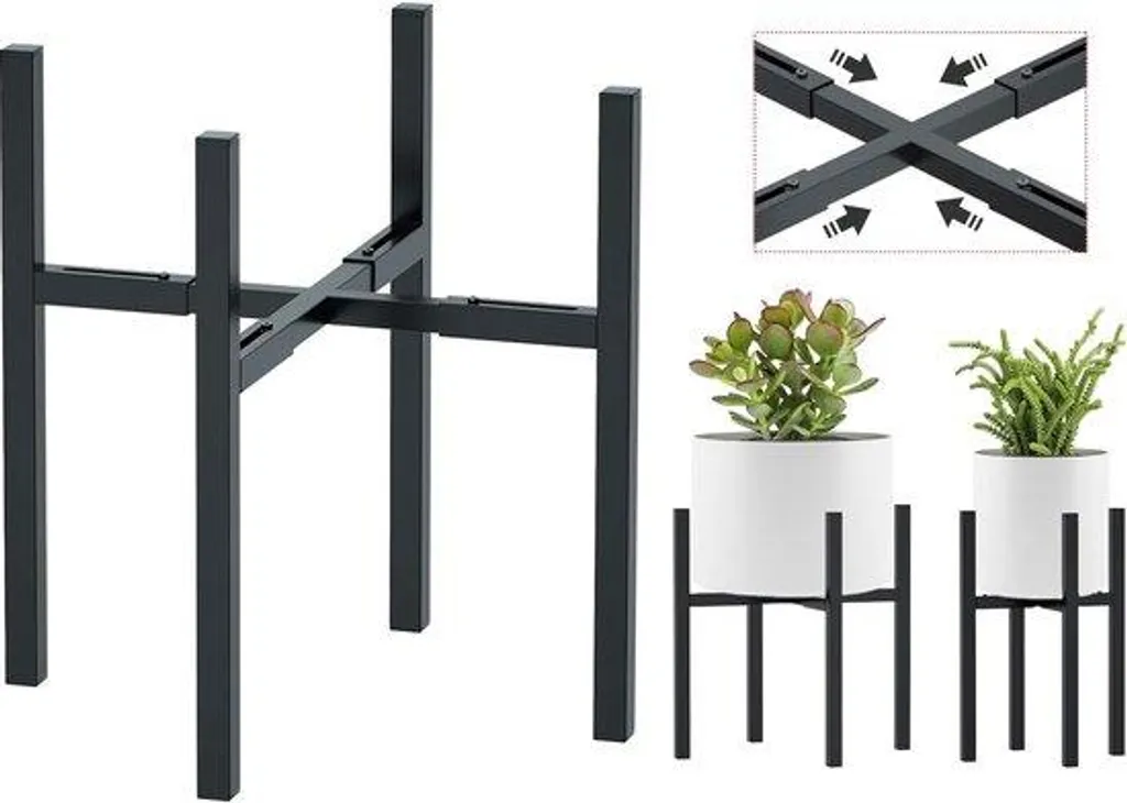 Porte-plante métallique ajustable et extensible pour jardin et salon
