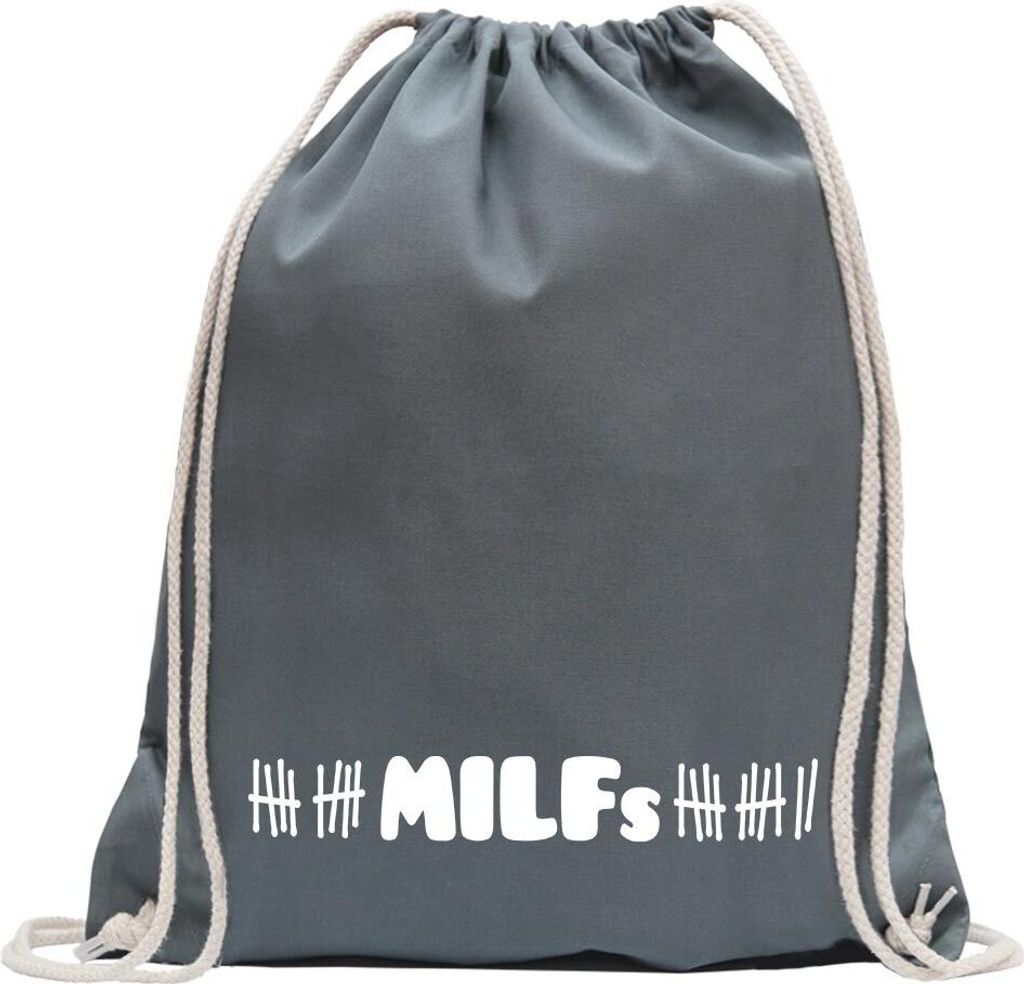 Kiwistar - Turnbeutel - stahlgrau - MILFs Motiv2 - Fun Rucksack Sport Beutel Gymsack Baumwolle mit Ziehgurt