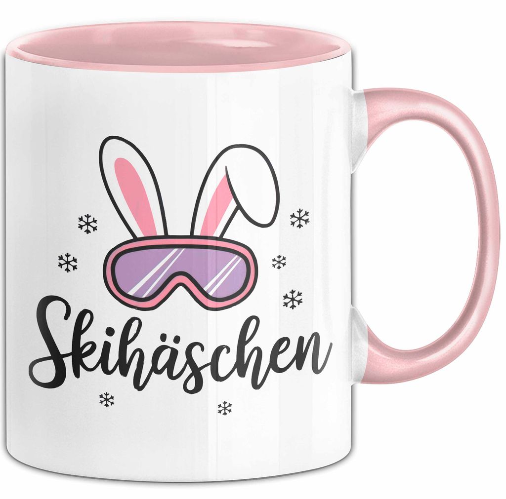 Skifahren Skifahrer Tasse Geschenk Skihäschen Geschenkidee Geschenkidee Lustig (Rosa)