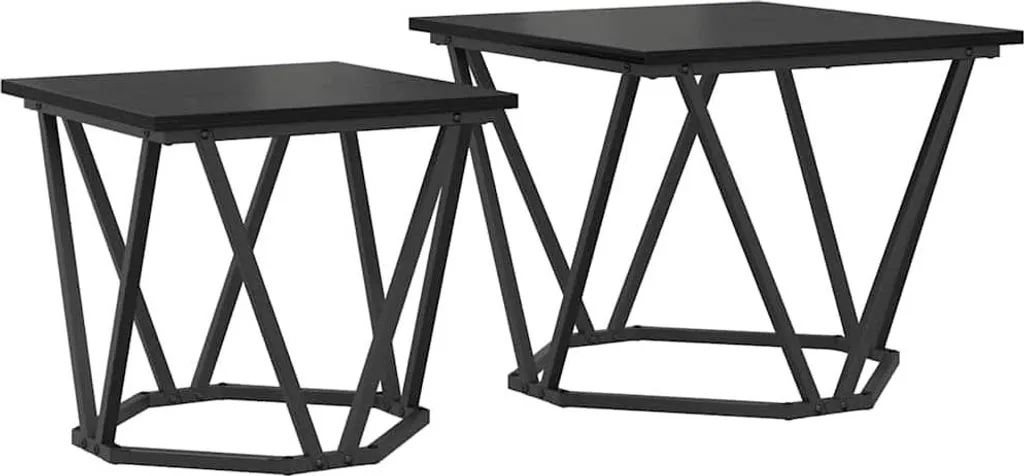 Set di tavolini 2 pezzi rovere nero 50 x 50 x 40 cm