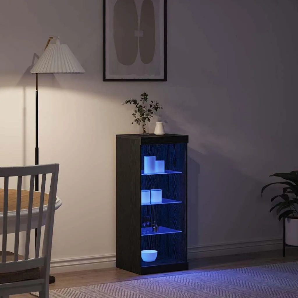 Vetrinetta vidaXL Rovere Nero con Luci LED | Mobiletto Ingresso 100cm - 5