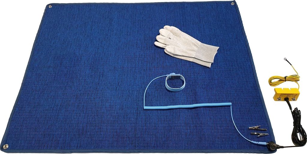 Minadax Innovative Anstistatik Arbeitsmatte 60cm x 30cm | Antistatisches ESD Gewebe - High-Tech-Textil - Kein Silikon | + ESD Manschetten-SET 2,4m ...