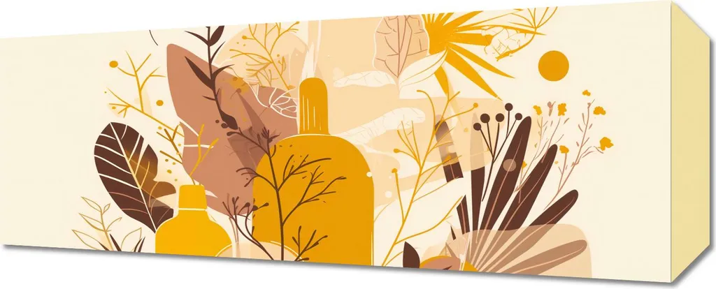 Image 50 x 20 cm Plantes dorées - Décoration Murale Élégante et Chic