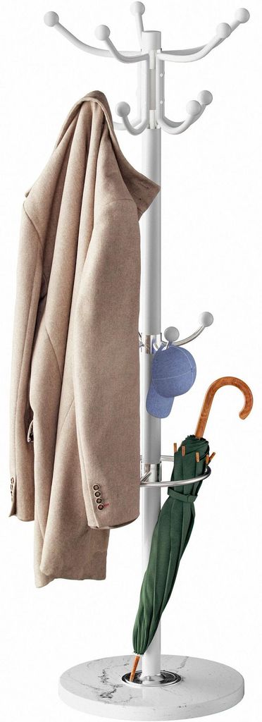 Garderobenständer, weiß, 173 cm, mit Marmorsockel