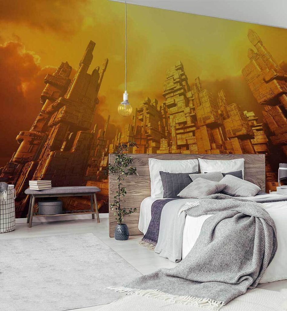 Fototapete Dystopie Industriegebäude, Material:Premium Vlies 150g/qm, Größe Tapete:390 x 300cm