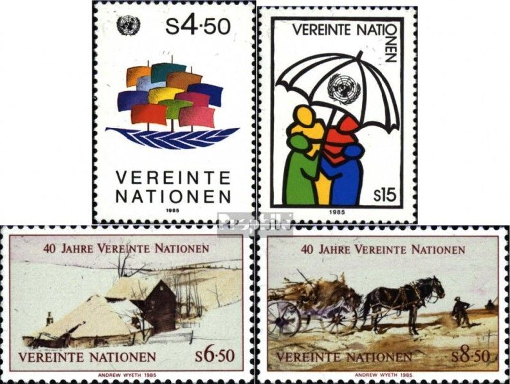 Briefmarken UNO - Wien 1985 Mi 49-50,51A-52A (kompl.Ausg.) gestempelt Freimarken
