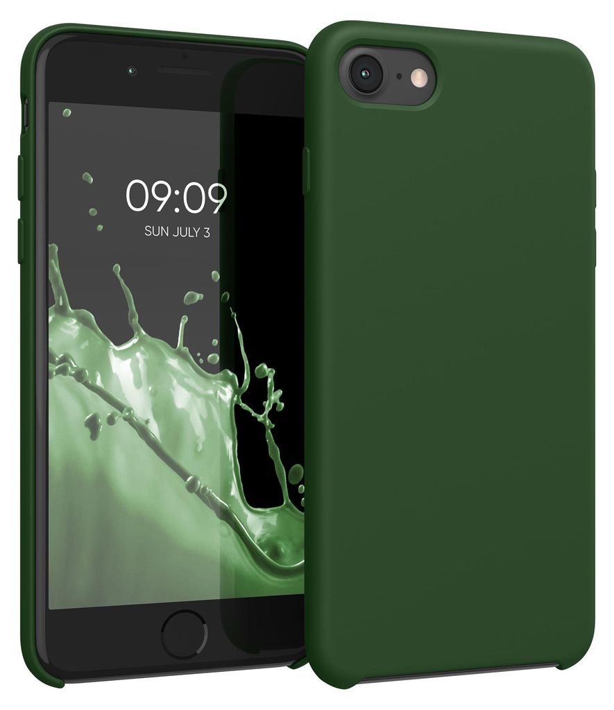 kwmobile Handyhülle für Apple iPhone SE (2022 / 2020) / iPhone 8 / 7 Hülle - Case Silikon - Kabelloses Laden - Schutzhülle Cover in Dunkelgrün