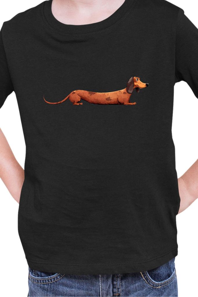 Kinder T-Shirt Funny Dogs Breeds Dachshund Dog Breed 020, 7-8 Jahr - 128 / Schwarz