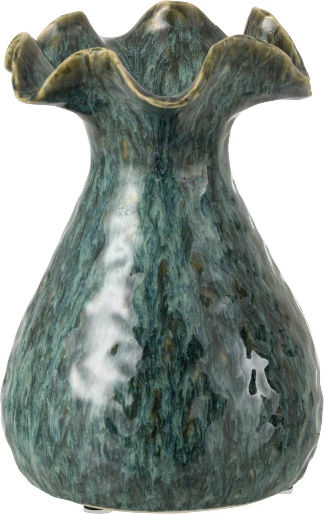 Vase en argile bleu de forme irrégulière petit format J-Line Ronny