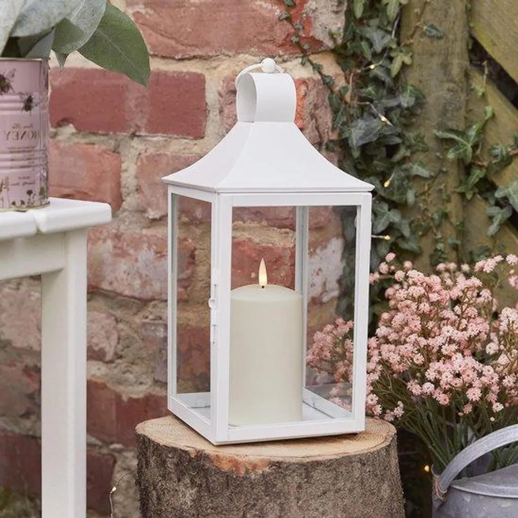 Lanterne Albury TruGlow Blanche en Métal IP44 avec Bougie à Piles