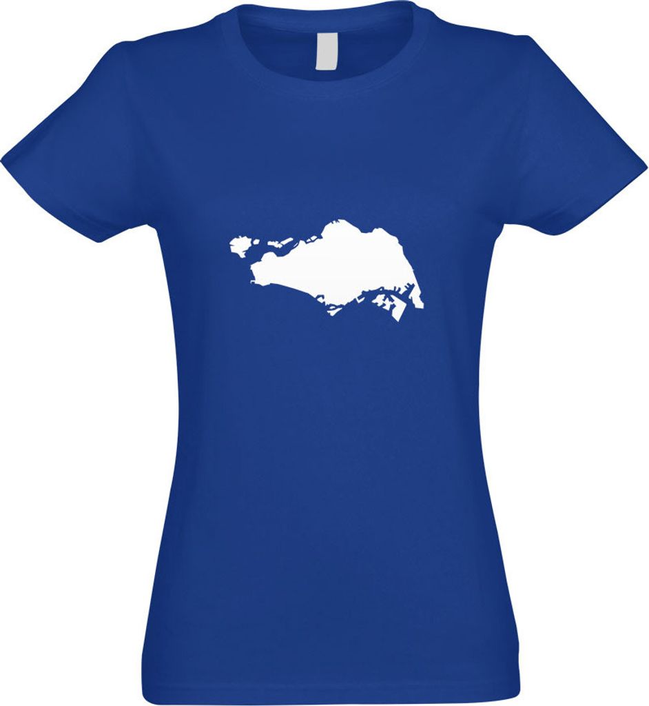 Kiwistar - T-Shirt tailliert - Damen - royal - Singapur Umriss Kontur - mit Motiv Bedruckt - Funshirt Design - Sport - Freizeit - Damen - L