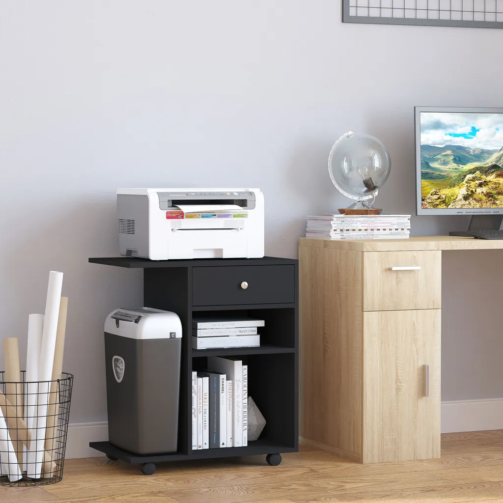 Fini le bureau encombré : support d'imprimante avec rangement CPU et tiroir
