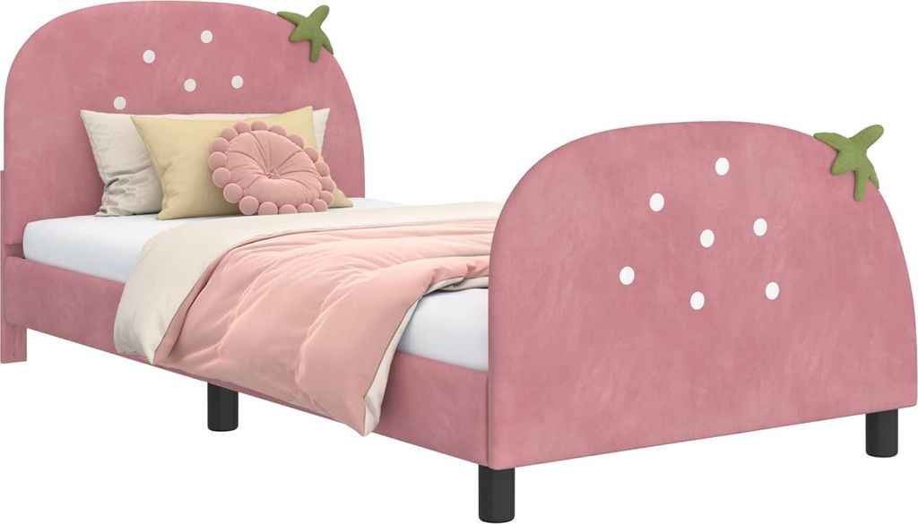 Kinderbettgestell mit Kopfteil Rosa 80 x 200 cm Samt