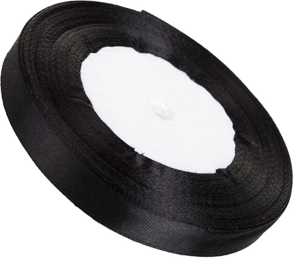 Satinband 6 mm - Schwarz - 32 lfm