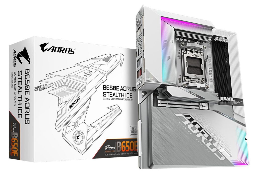 GIGABYTE B650E AORUS STEALTH ICE, Mainboard Produktbild 