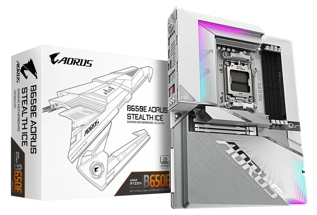 Gigabyte B650E A Stealth ICE Carte Mère Blanche PCIe 5.0 WiFi 6E