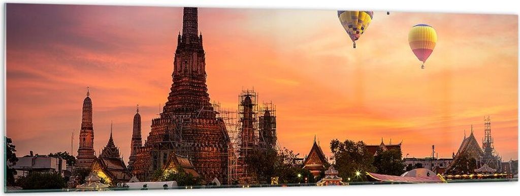 Bilder auf glas - Tempel Asien - 160x50cm - Glasbilder - Wandbilder - Kunstdruck - zum Aufhängen bereit - Wanddekoration aus Glas - Glas Bilder - ...
