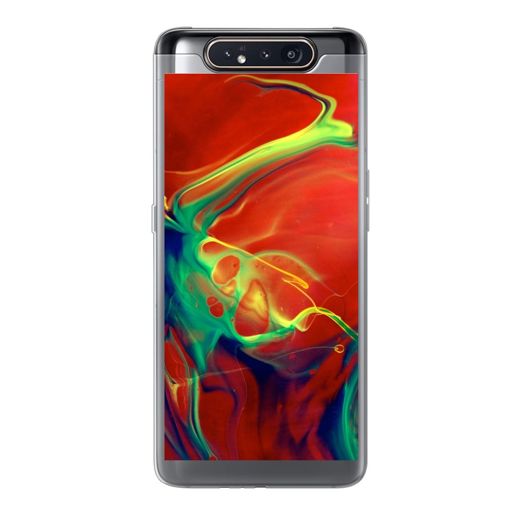 MuchoWow Handyhülle Schutzhülle Hülle für Samsung Galaxy A80 Kunst - Tinte - Farben - Psychedelisch Silikon Softcase Handy Hülle - Schutzdeckel