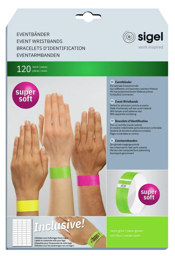 Bracelet d'identification souple vert fluo Sigel Eventbänder EB212 - 3